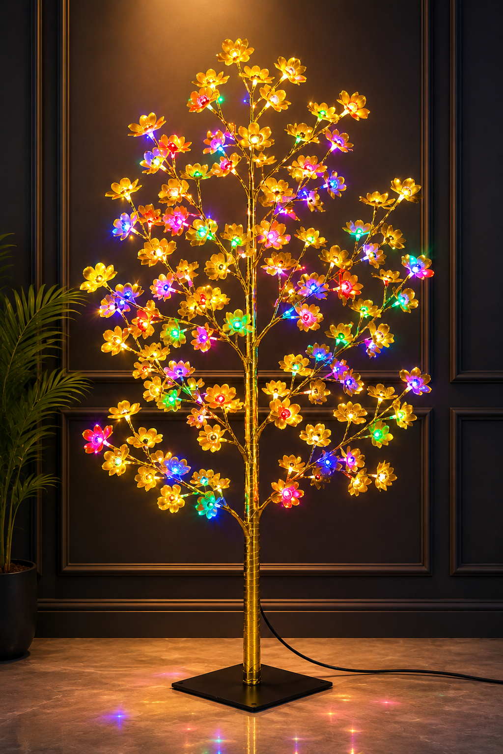 Árbol LED Decorativo con Flores Luminosas Multicolor
