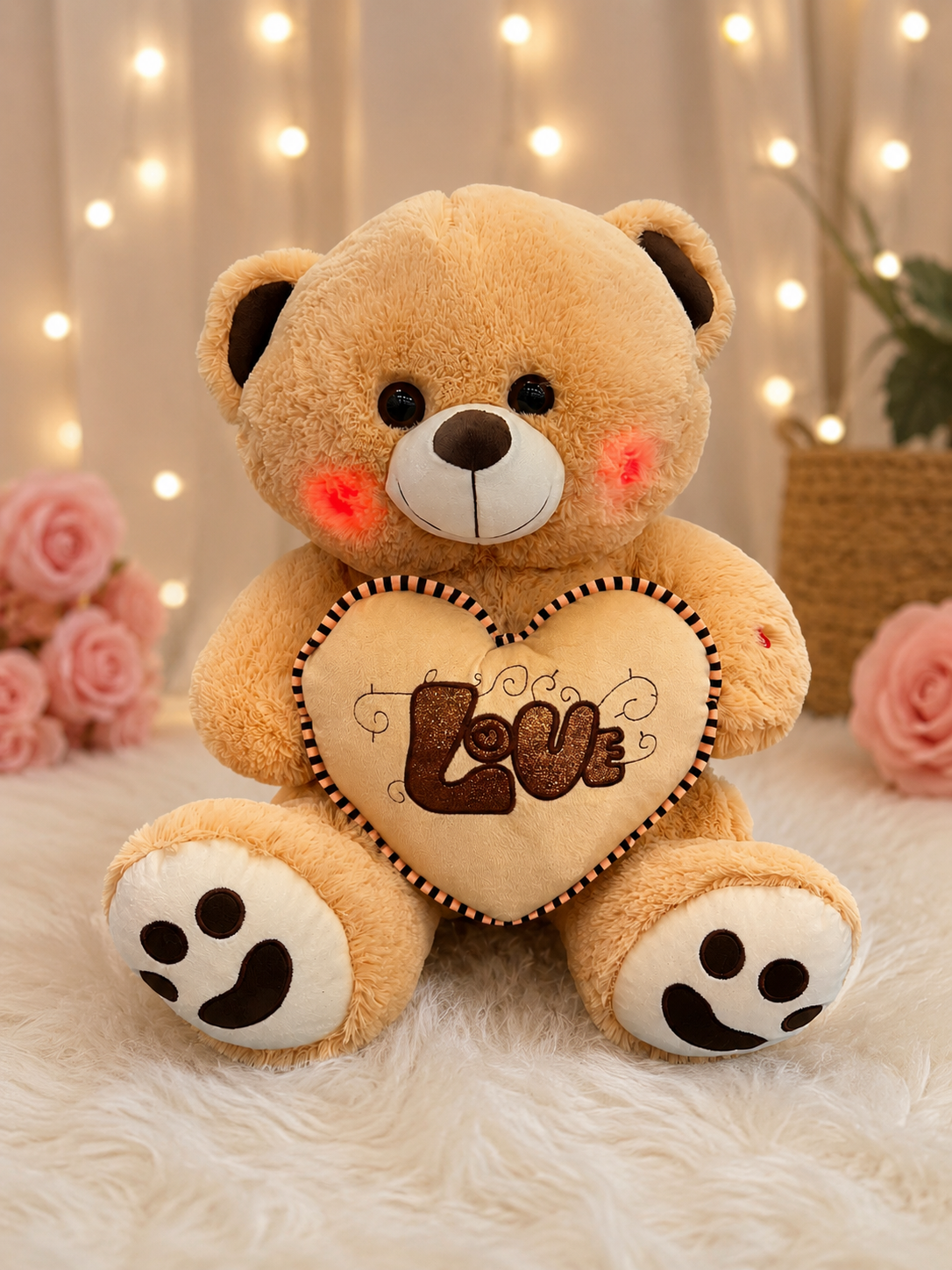 Oso de Peluche Musical con Corazón Decorativo