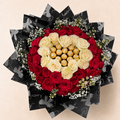 Ramo de Rosas Rojas y Blancas con Chocolates